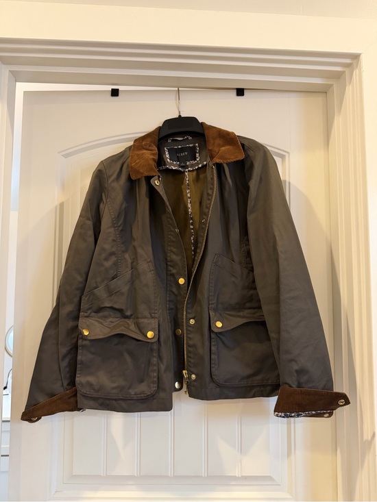 J. Crew Jackets & Blazers - J. Crew Olive Field Jacket with Brown Corduroy Collar
